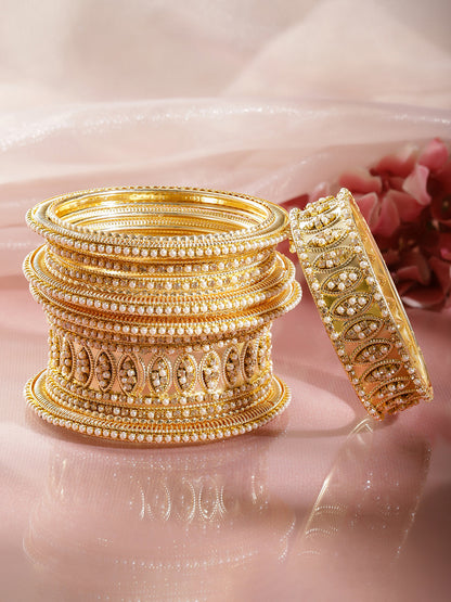 Timeless Pearl Work Bridal Gold Bangles