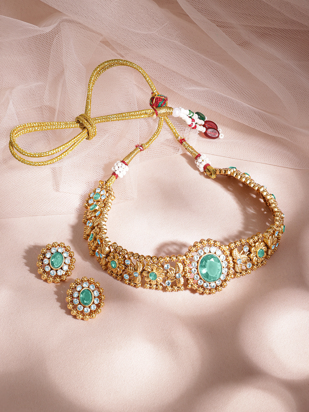 American Diamond Zirconia Green Choker Set