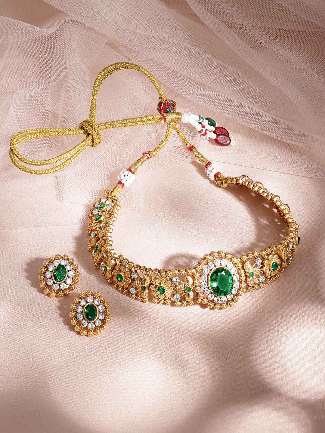 American Diamond Zirconia Green Choker Set
