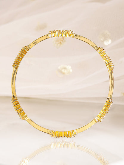 Rubans Set of 4, 22K Gold-Plated & Cubic Zirconia Studded Handcrafted Bangles