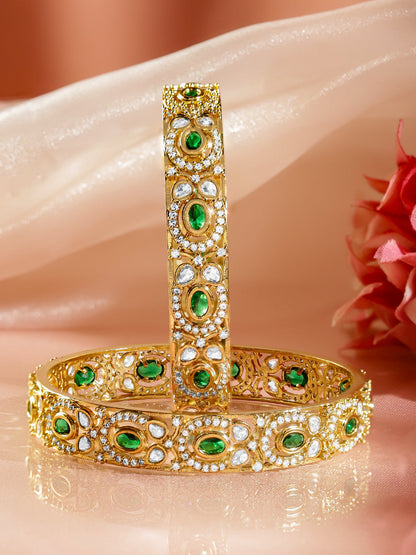 Golden Bangles Blooming in Regal Emerald