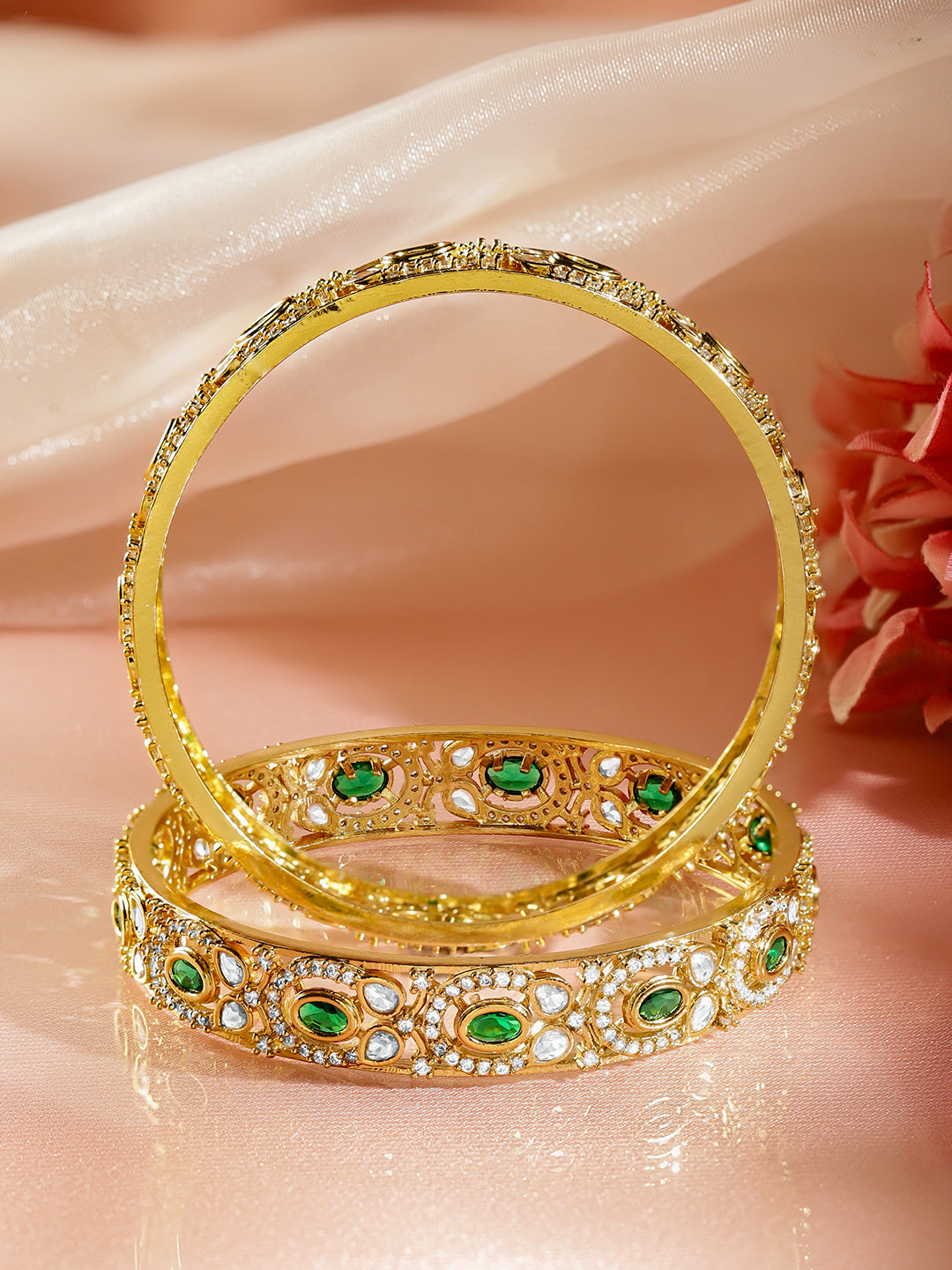 Golden Bangles Blooming in Regal Emerald