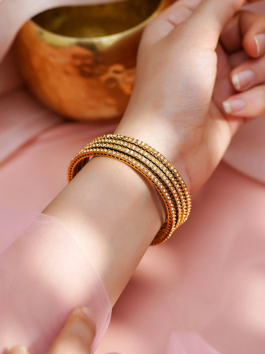 Champagne Spark Crystal Bangle Stack Set