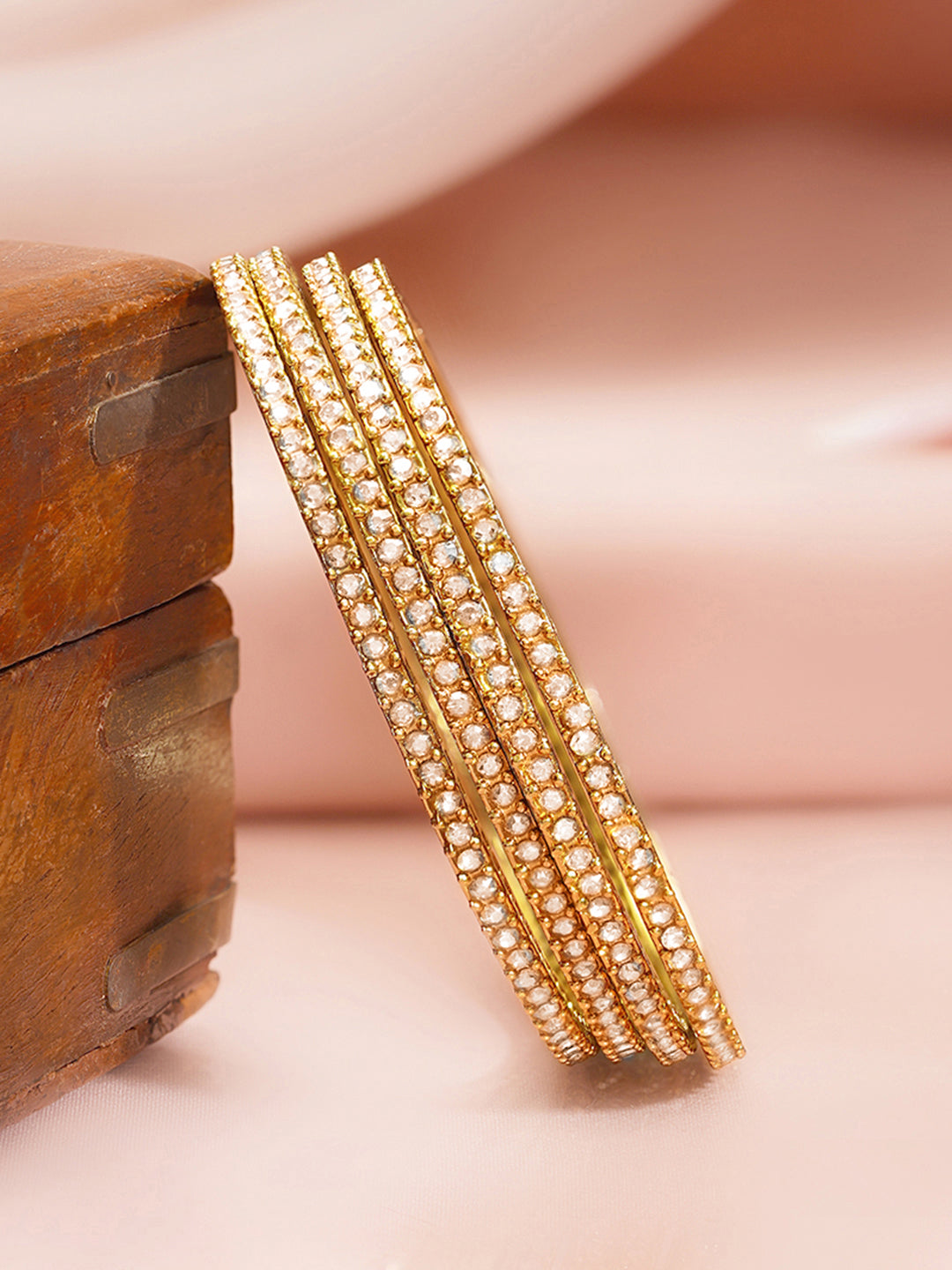 Champagne Spark Crystal Bangle Stack Set