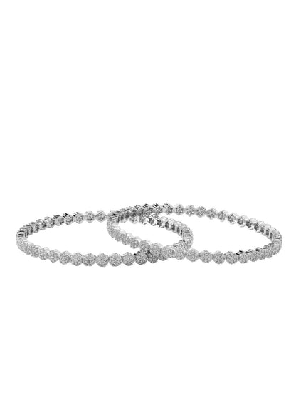 Rubans Set of 2 Silver-Plated Zirconia Stone Studded Bangles