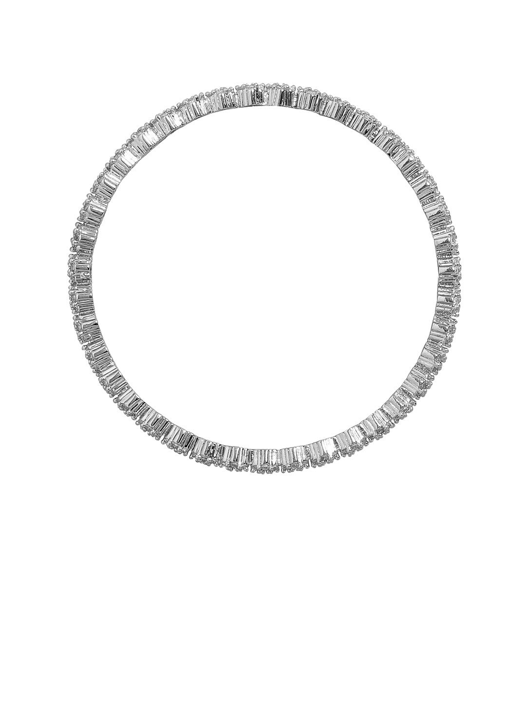 Rubans Set of 2 Silver-Plated Zirconia Stone Studded Bangles