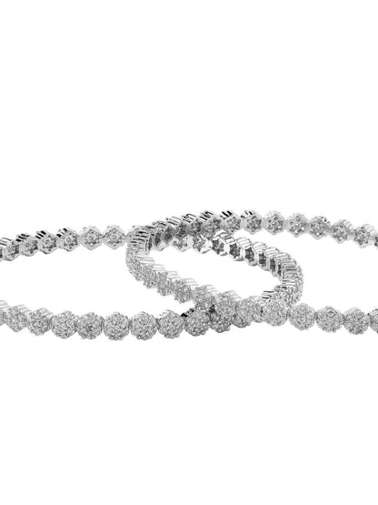 Rubans Set of 2 Silver-Plated Zirconia Stone Studded Bangles