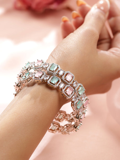 Pastel Hues American Diamond Zirconia Bangles