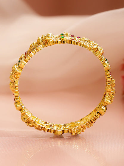 Gold Toned Temple Bangles Set Of 2