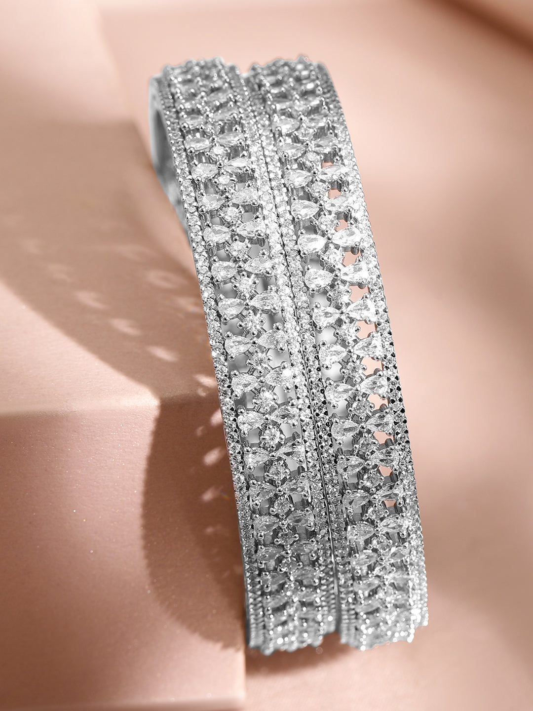 Silver Aura American Diamond Zirconia Bangles
