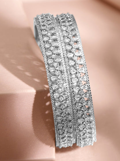 Silver Aura American Diamond Zirconia Bangles