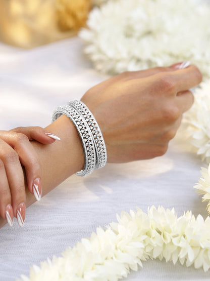 Silver Aura American Diamond Zirconia Bangles