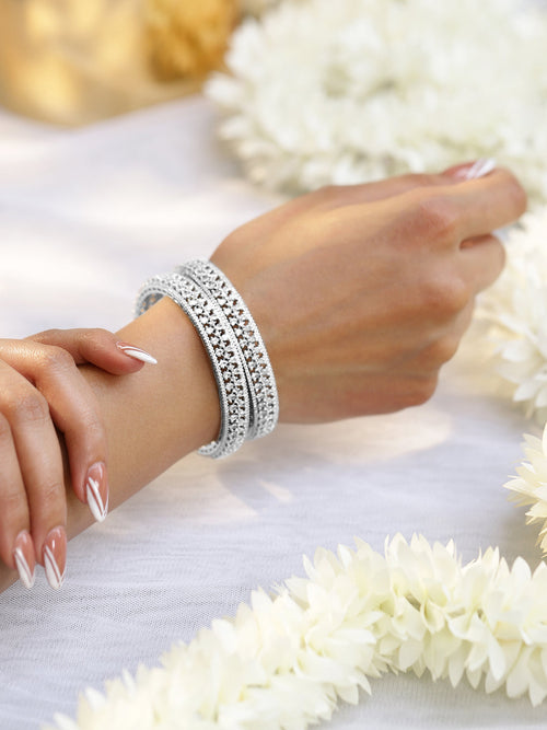 Silver Aura American Diamond Zirconia Bangles