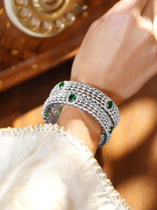 Green American Diamond Zirconia Bangles Set Of 2