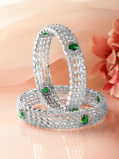 Green American Diamond Zirconia Bangles Set Of 2