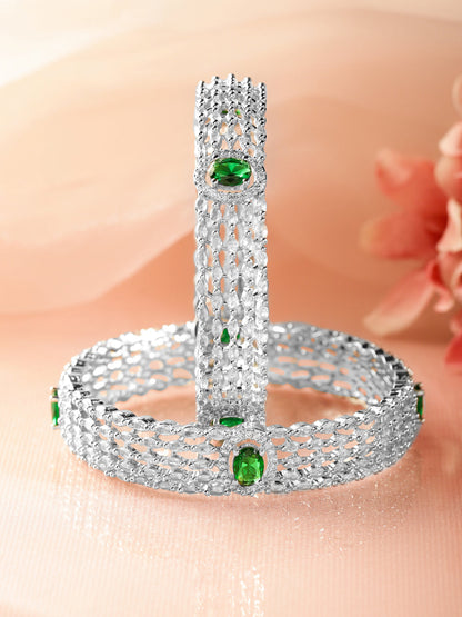 Green American Diamond Zirconia Bangles Set Of 2