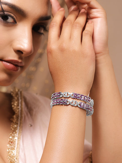 American Diamond Zirconia Purple Bangles Set Of 2
