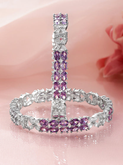 American Diamond Zirconia Purple Bangles Set Of 2