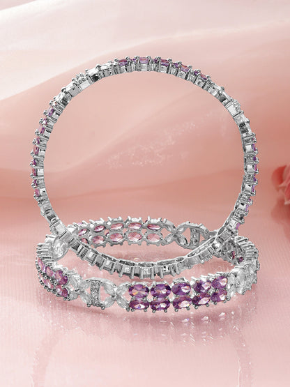 American Diamond Zirconia Purple Bangles Set Of 2