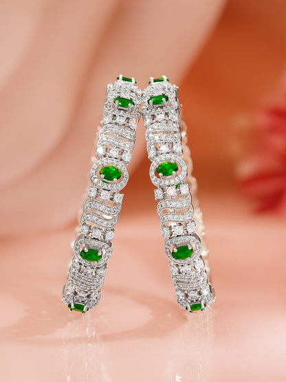 Emerald Highlight Zirconia Statement Bangles