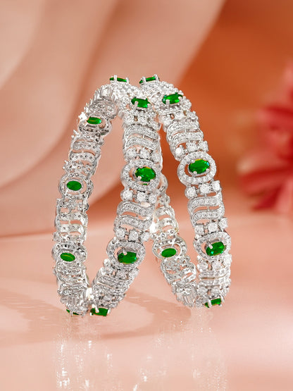Emerald Highlight Zirconia Statement Bangles
