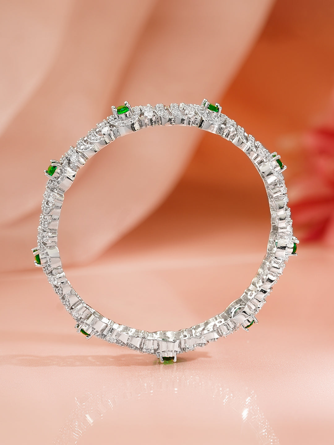 Emerald Highlight Zirconia Statement Bangles