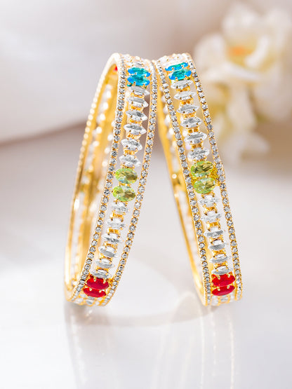 Set of 2 Multicolor Bloom Bangle Set