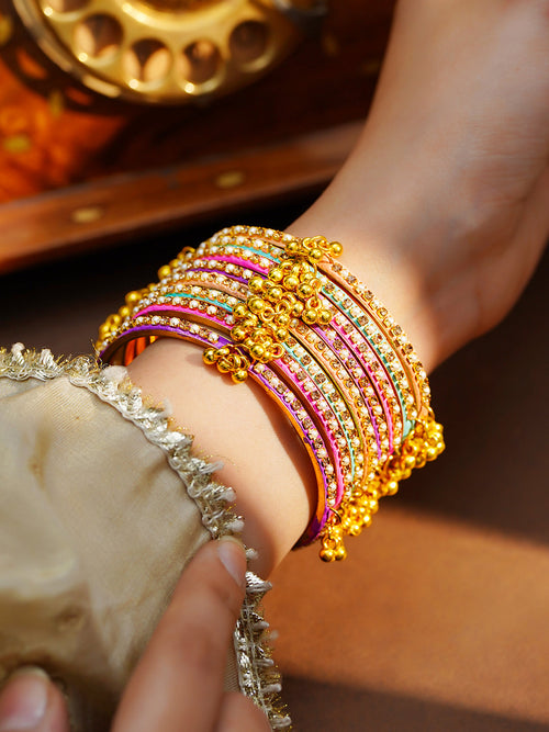 Kashmiri Multicolor Ghungroo Bangle Stack Set