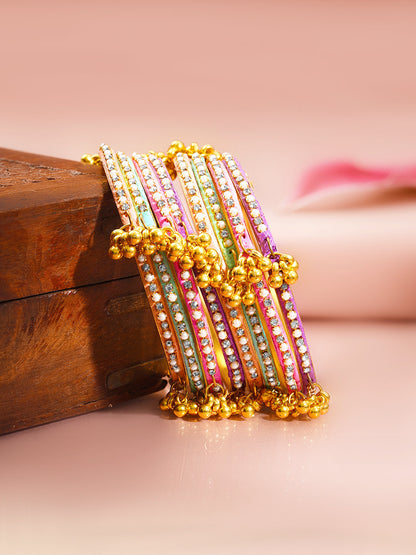 Kashmiri Multicolor Ghungroo Bangle Stack Set