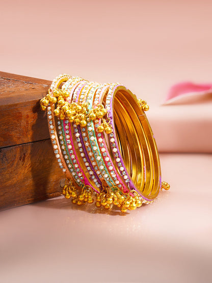 Kashmiri Multicolor Ghungroo Bangle Stack Set