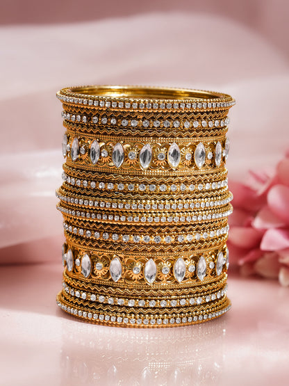 Vintage Luxe Crystal Gold Bangles