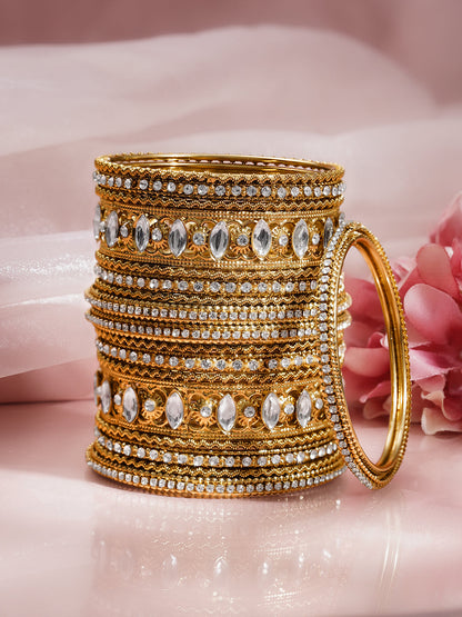 Vintage Luxe Crystal Gold Bangles