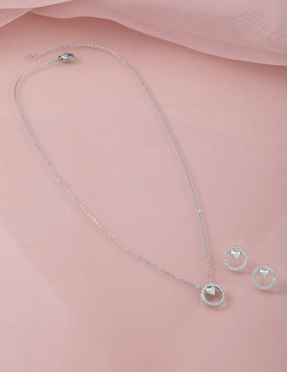 Heart Motif American Diamond Zirconia Necklace Set