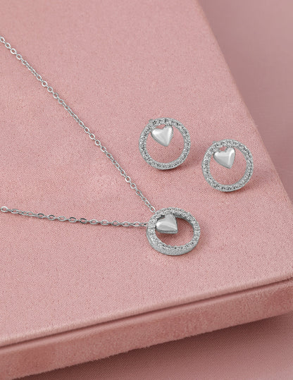 Heart Motif American Diamond Zirconia Necklace Set