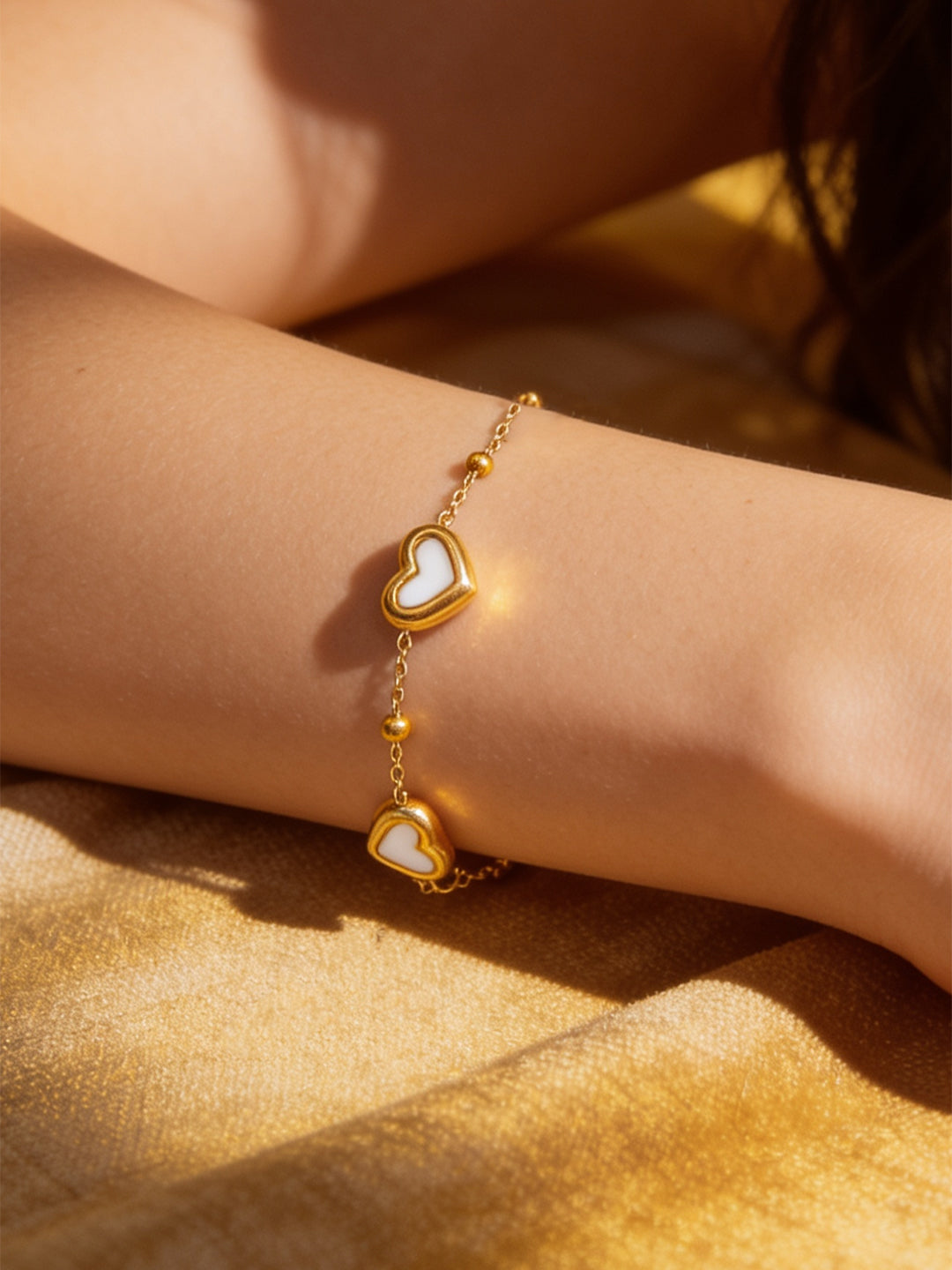 Demi Fine 18K Gold Plated Stainless Steel Heart Charm Bracelet