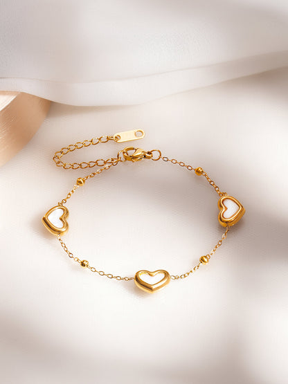 Demi Fine 18K Gold Plated Stainless Steel Heart Charm Bracelet