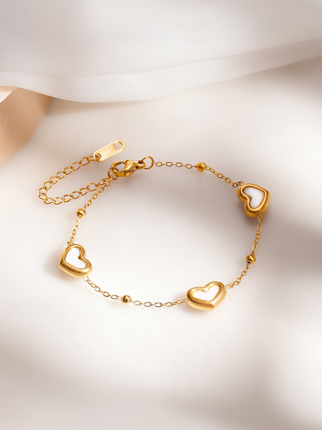 Demi Fine 18K Gold Plated Stainless Steel Heart Charm Bracelet