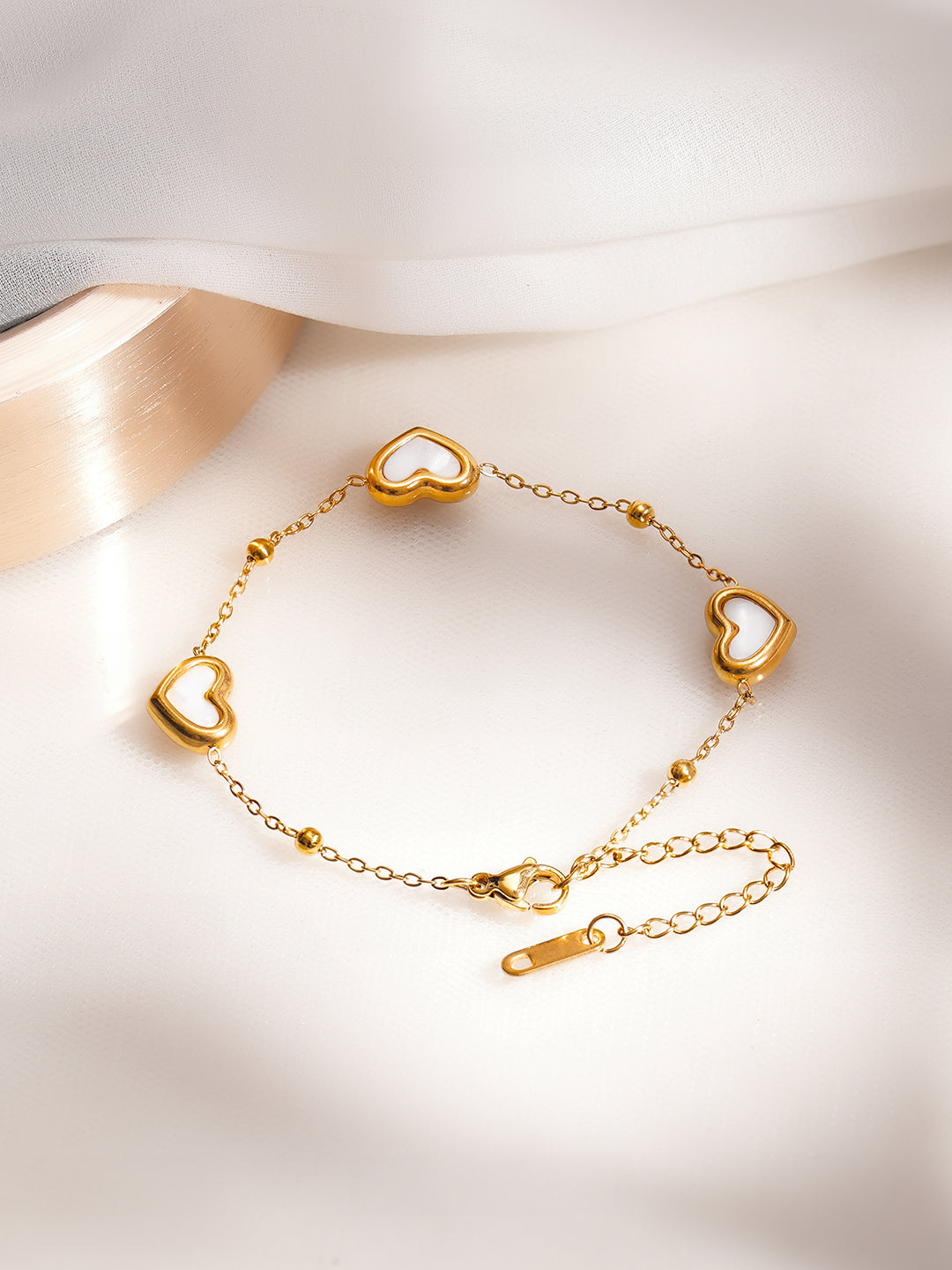 Demi Fine 18K Gold Plated Stainless Steel Heart Charm Bracelet
