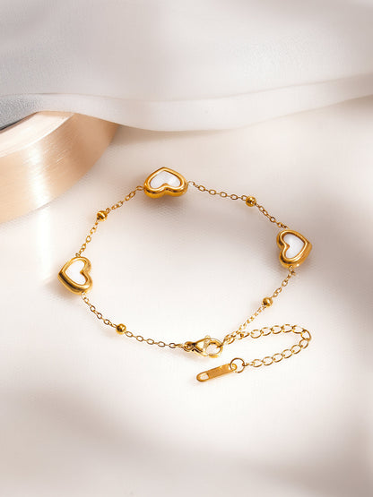 Demi Fine 18K Gold Plated Stainless Steel Heart Charm Bracelet