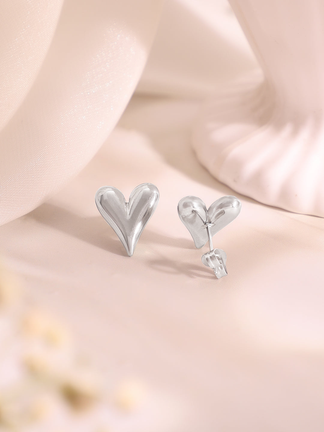 Demi Fine Rhodium Plated Stainless Steel Heart Charm Combo Set