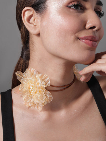 Delicately Graceful Pink Floral Statement Necklace