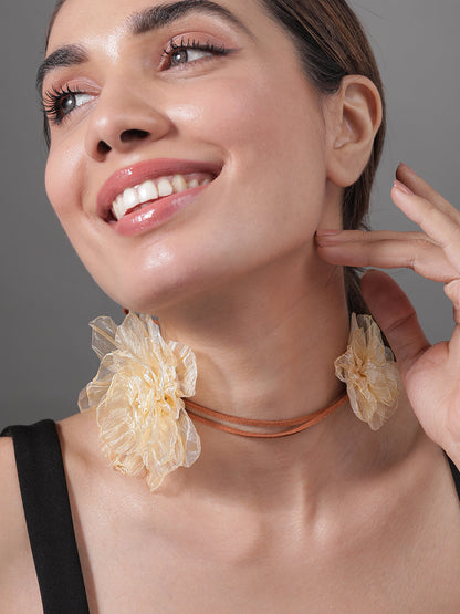 Delicately Graceful Pink Floral Statement Necklace