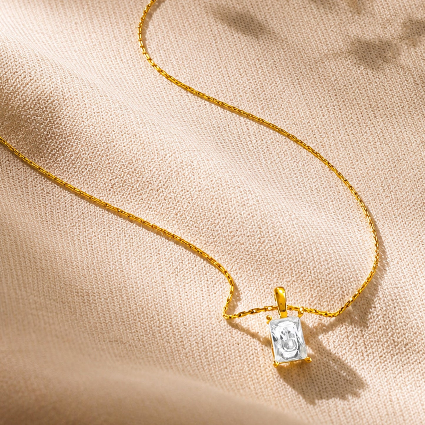 Demi Fine 18K Gold Plated Stainless Steel Solitaire Pendant Necklace