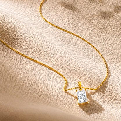 Demi Fine 18K Gold Plated Stainless Steel Solitaire Pendant Necklace