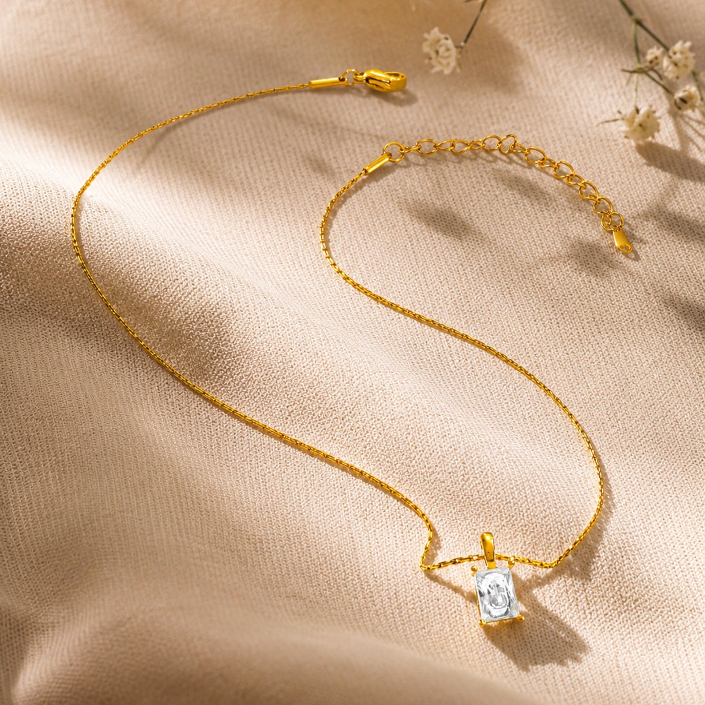 Demi Fine 18K Gold Plated Stainless Steel Solitaire Pendant Necklace