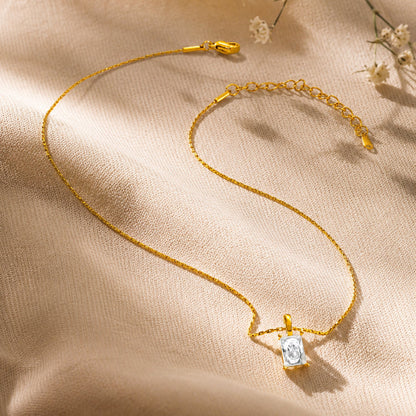 Demi Fine 18K Gold Plated Stainless Steel Solitaire Pendant Necklace
