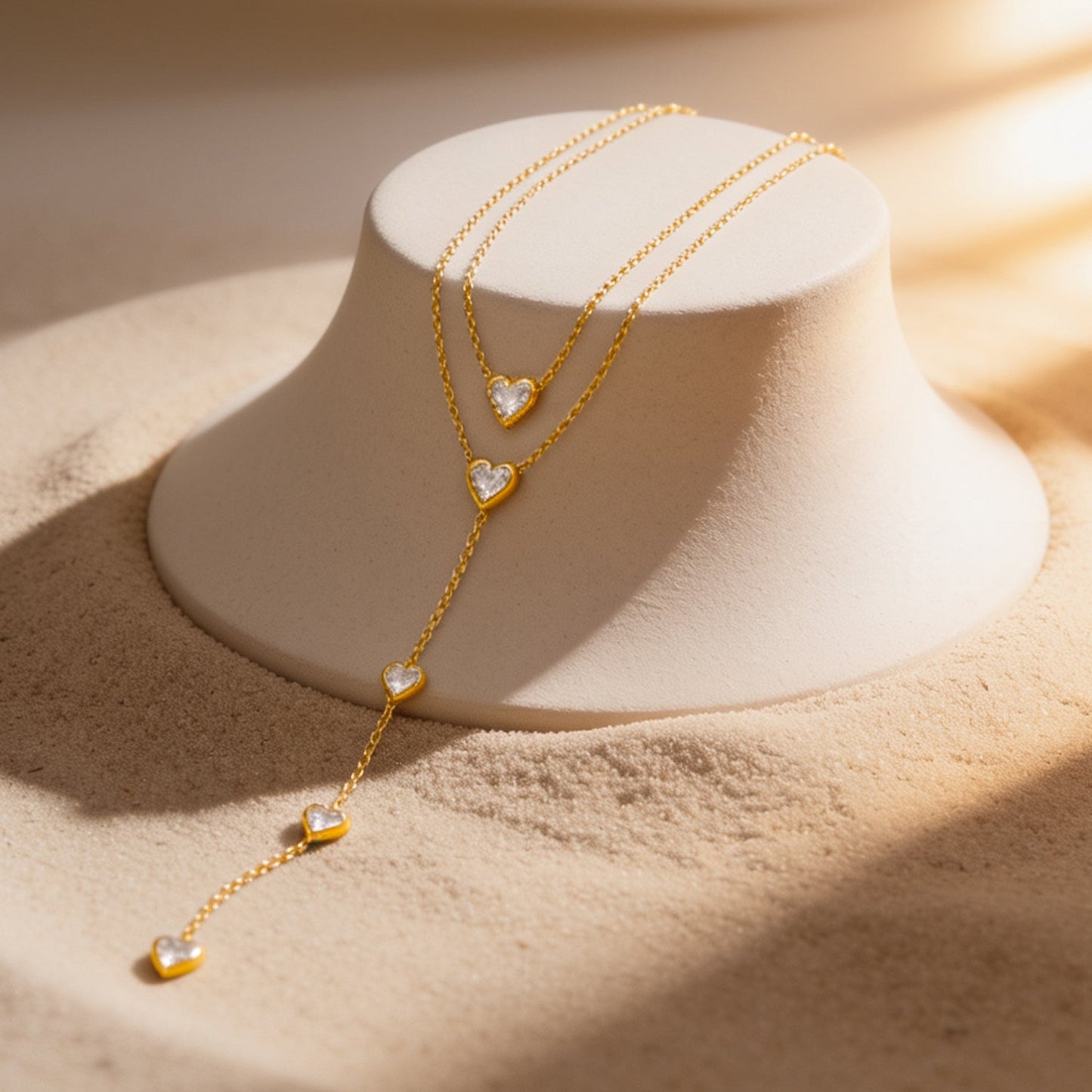 Demi Fine 18K Gold Plated Stainless Steel Crystal Heart Layered Necklace