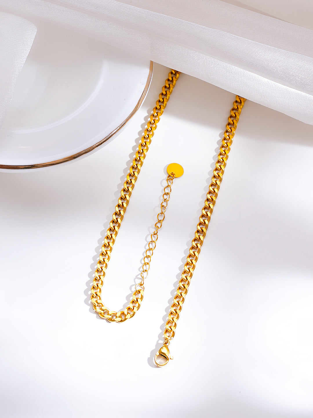 Demi Fine 18K Gold Plated Stainless Steel Heart Charm Cuban Chain Necklace