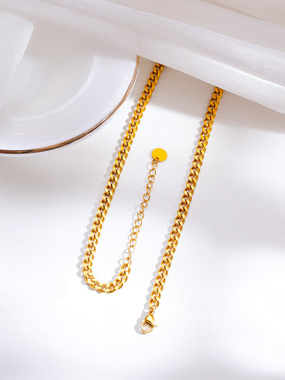 Demi Fine 18K Gold Plated Stainless Steel Heart Charm Cuban Chain Necklace