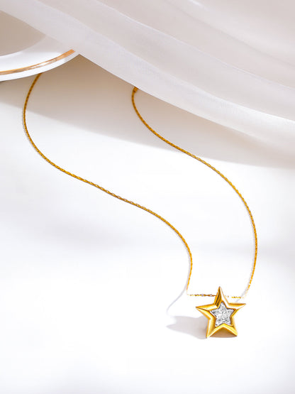 Demi Fine 18K Gold Plated Stainless Steel Crystal Star Pendant Necklace